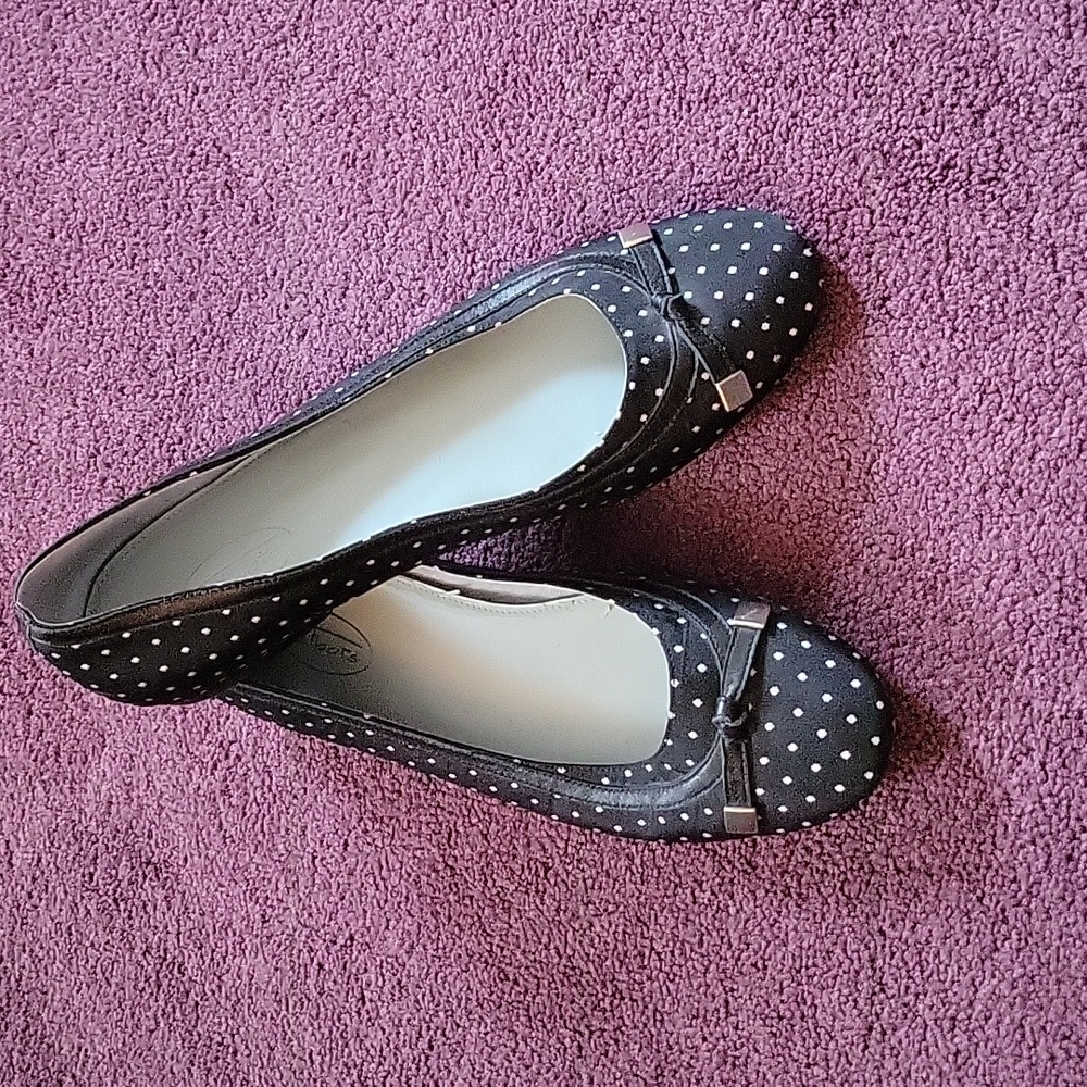 Talbots Women's Black and White Polka-dot Flats Size 10